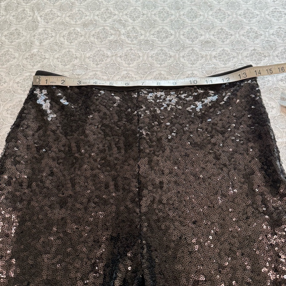 NWT Anthropologie Joni Sequin Flare Pants Black Cocktail Disco Holiday Size 4P - Picture 12 of 16